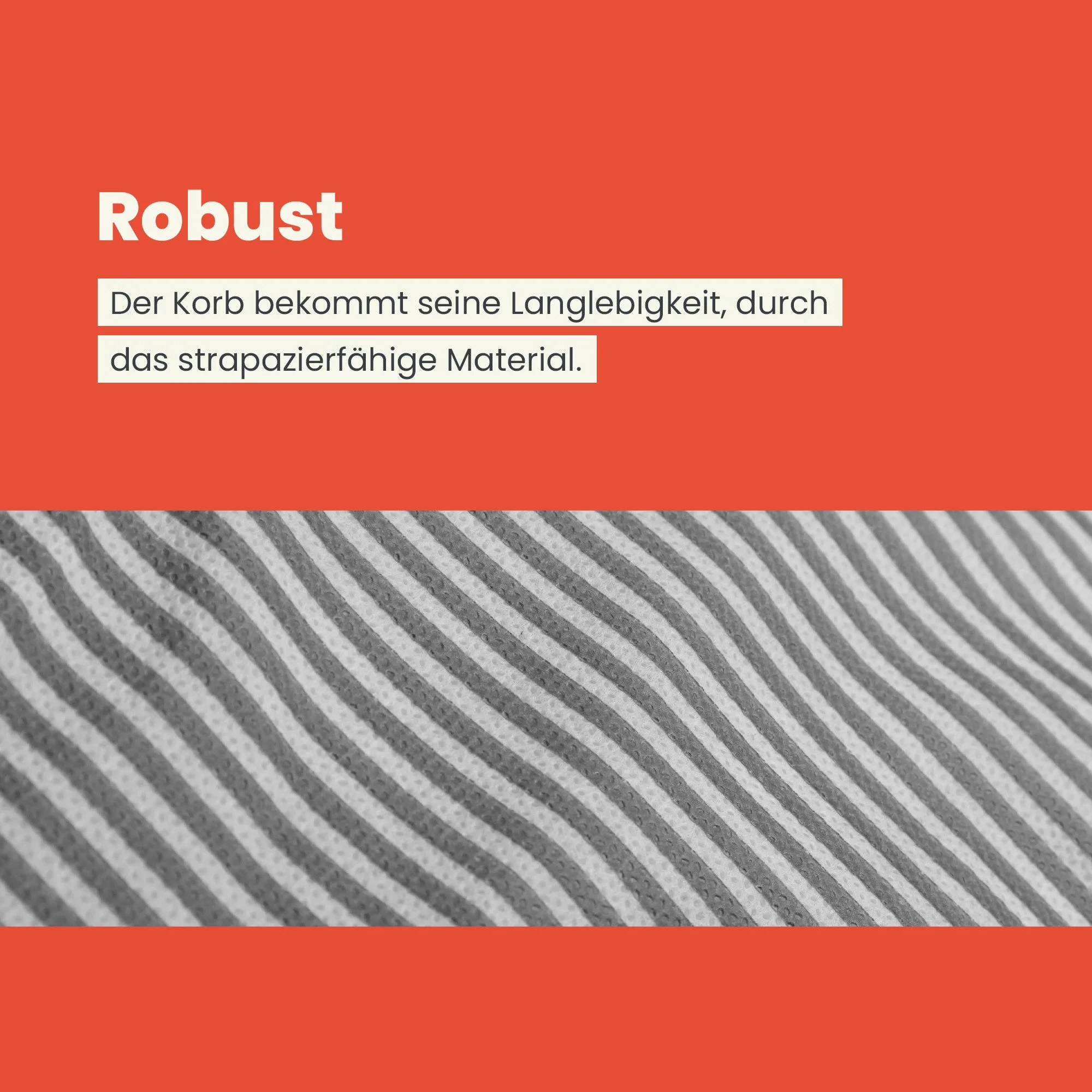 Faltbare Aufbewahrungsbox – formstabil & platzsparend, Grau-Weiß gestreift